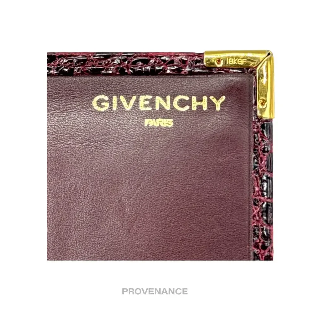 🔴 Givenchy Long Wallet - Burgundy Crocodile Leather